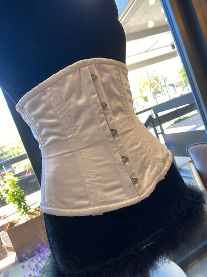 White satin half corset