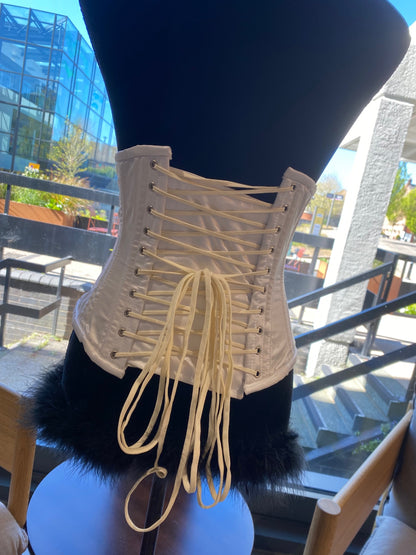 White satin half corset