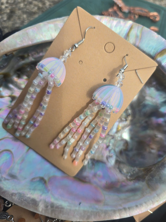 Beaded jelly fish earrings 