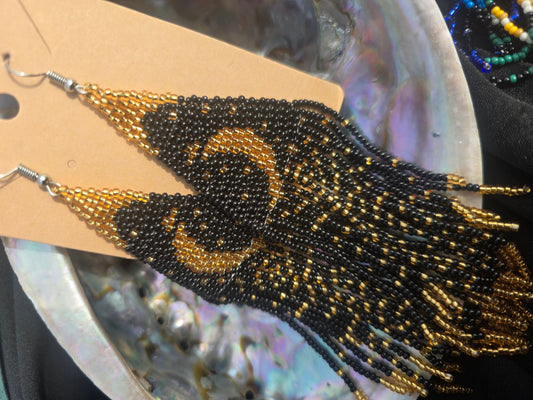 Black and gold beaded earrings 