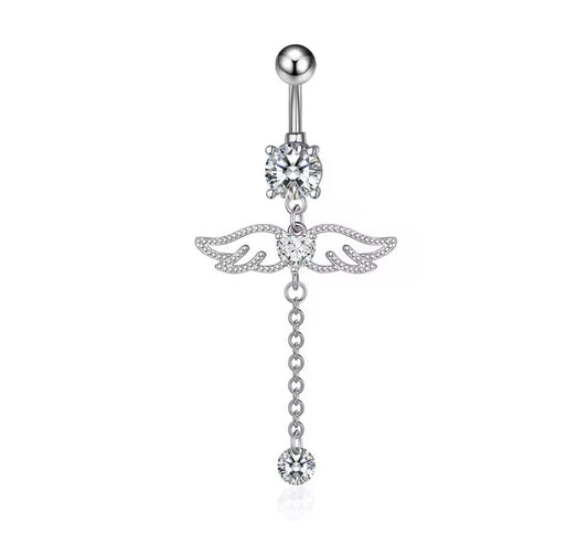 Winged belly bar titanium 