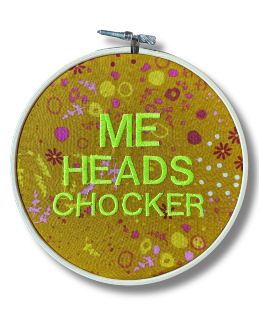 Me Heads Chocker Embroidered Hoop Art