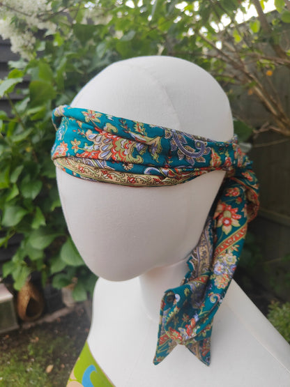 Wire headband wrap- sari fabric