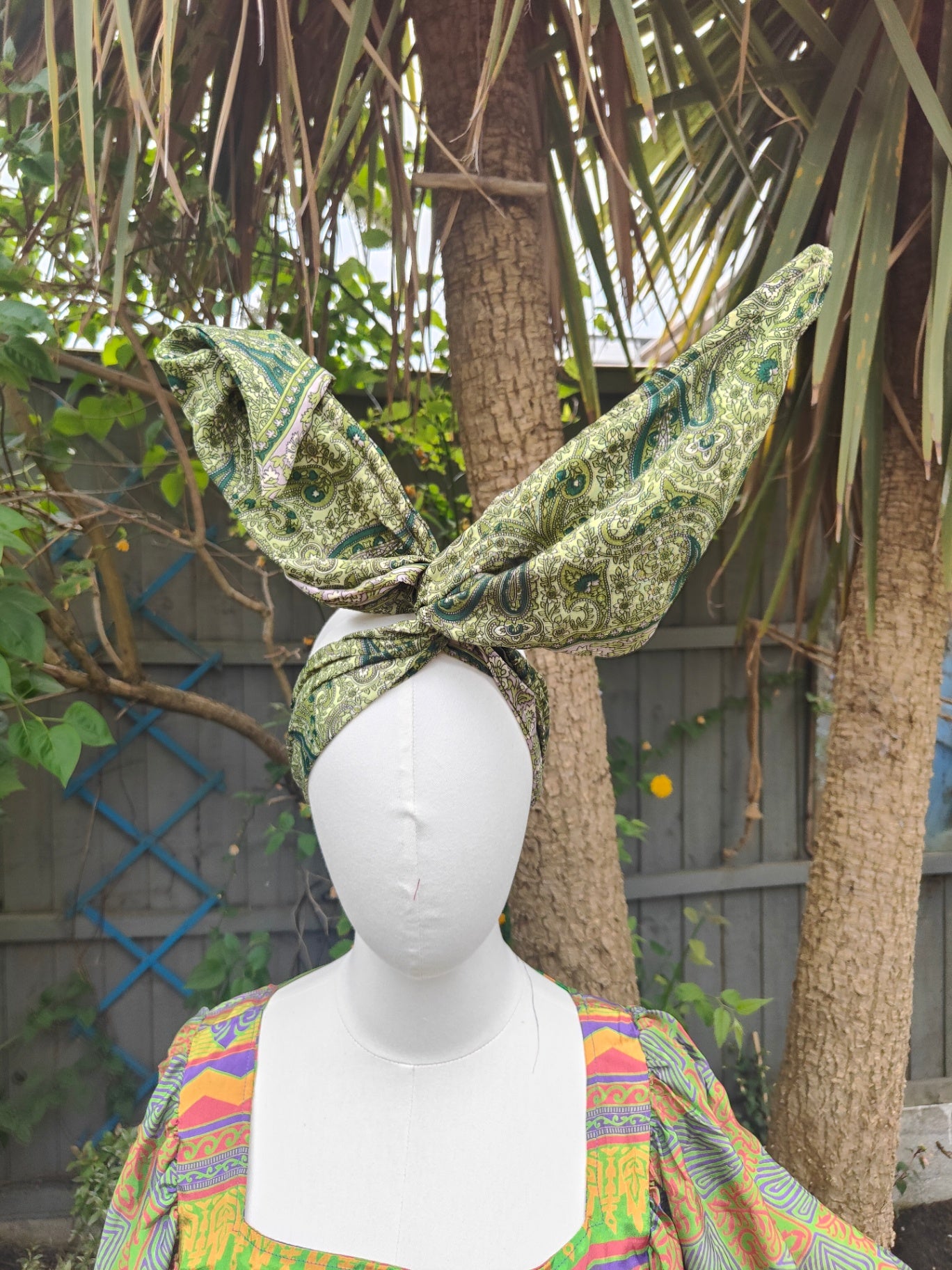 Wire headband wrap - recycled sari fabric