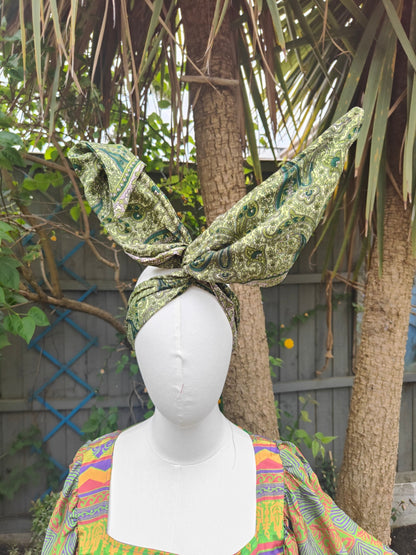 Wire headband wrap - recycled sari fabric