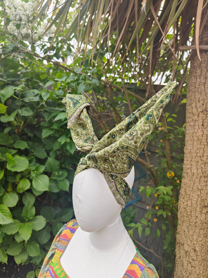 Wire headband wrap - recycled sari fabric