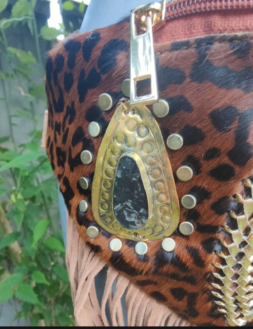 Dolly bum bag / crossbody with Moroccan stone detailing Leopard