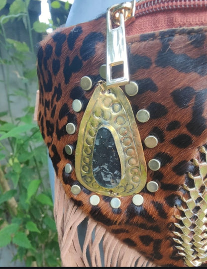 Dolly bum bag / crossbody with Moroccan stone detailing Leopard