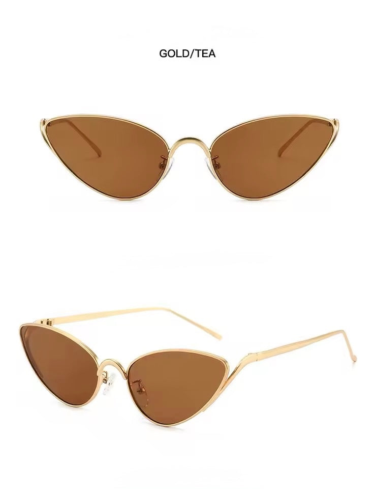 Viper Cat Eye Sunglasses Gold Tea