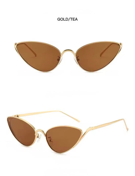 Viper Cat Eye Sunglasses Gold Tea