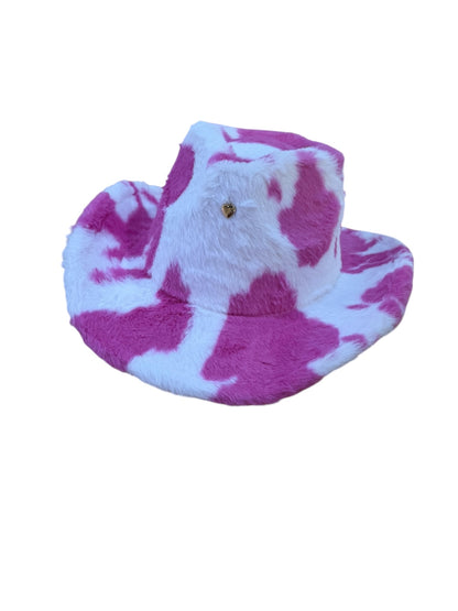 Pink Fur Heart Cowboy Hat Adjustable