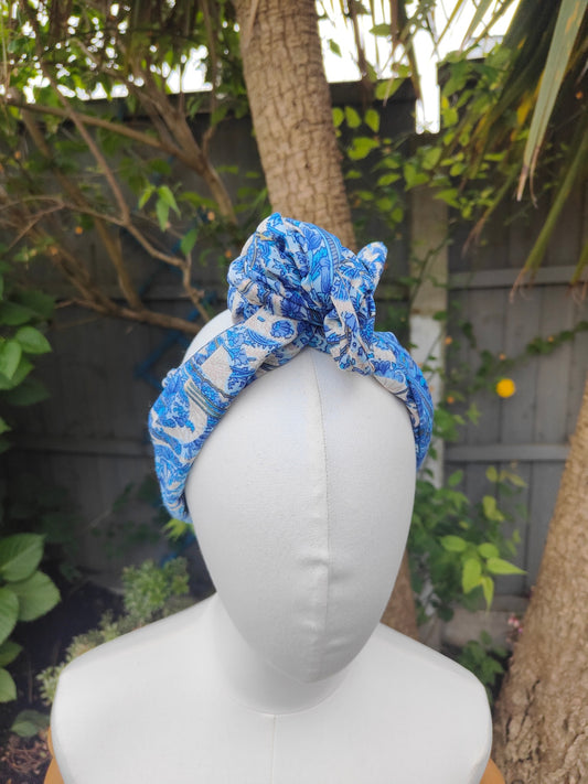 Wire headband wrap-sari fabric