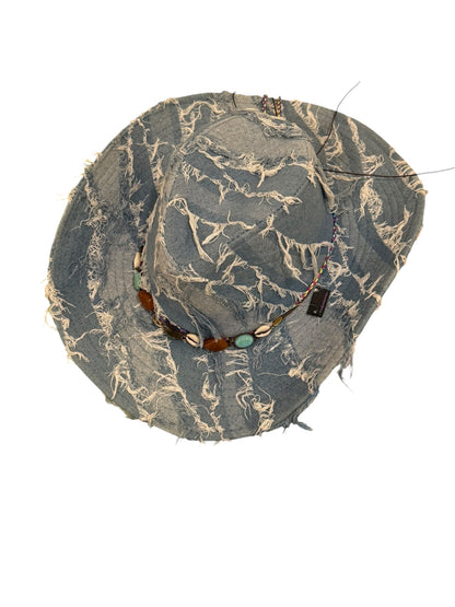 Blue Denim Cowboy Hat With Shell detail