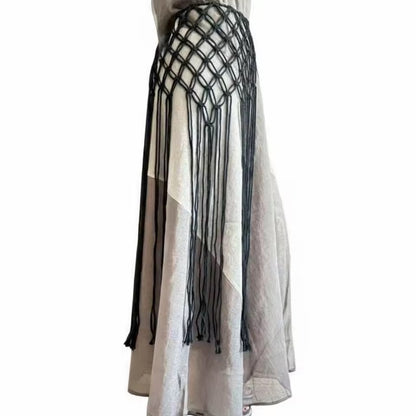Black Braided Tassel Skirt Belt