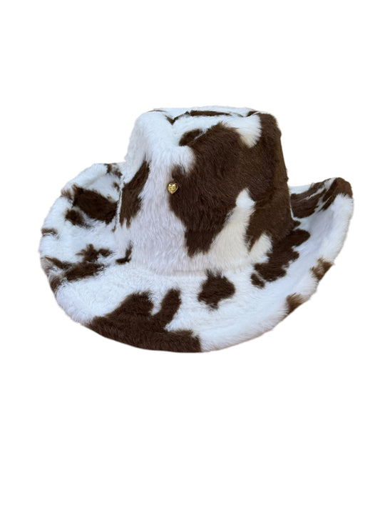 Brown Fur Heart Cowboy Hat Adjustable