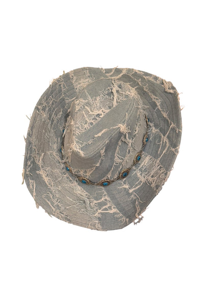 Blue Denim Cowboy Hat with chain detail