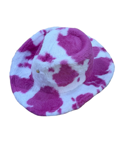 Pink Fur Heart Cowboy Hat Adjustable