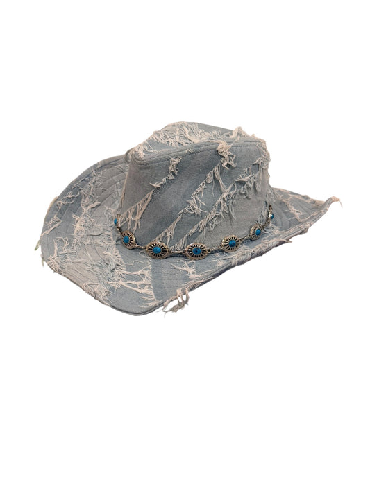 Blue Denim Cowboy Hat with chain detail