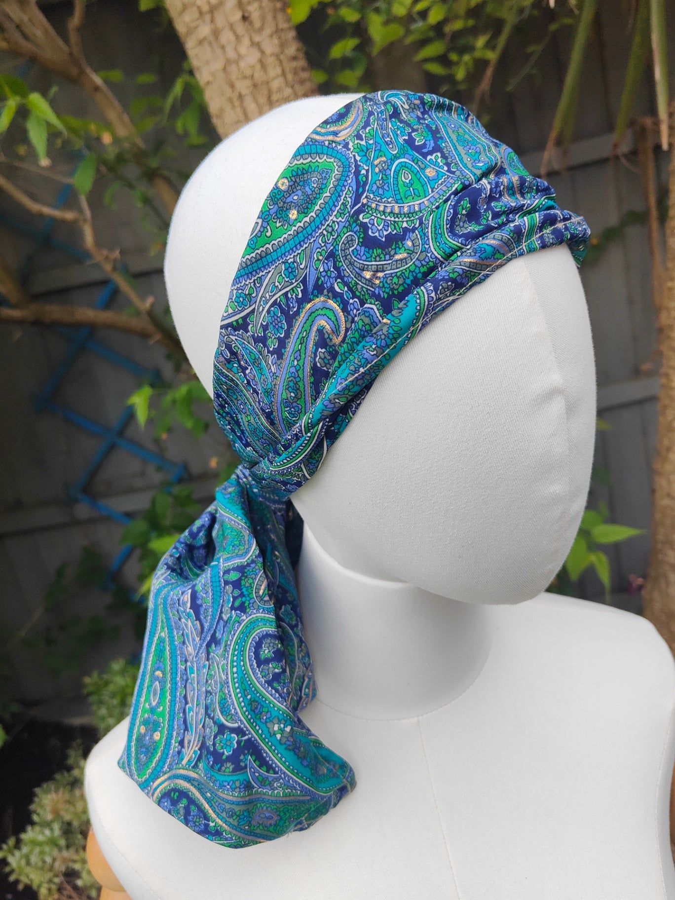 Wire headband wrap-sari fabric 