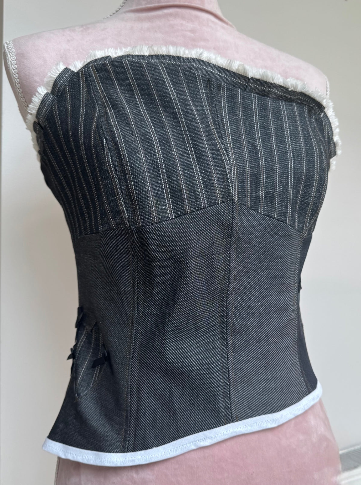 Upcycled denim corset 