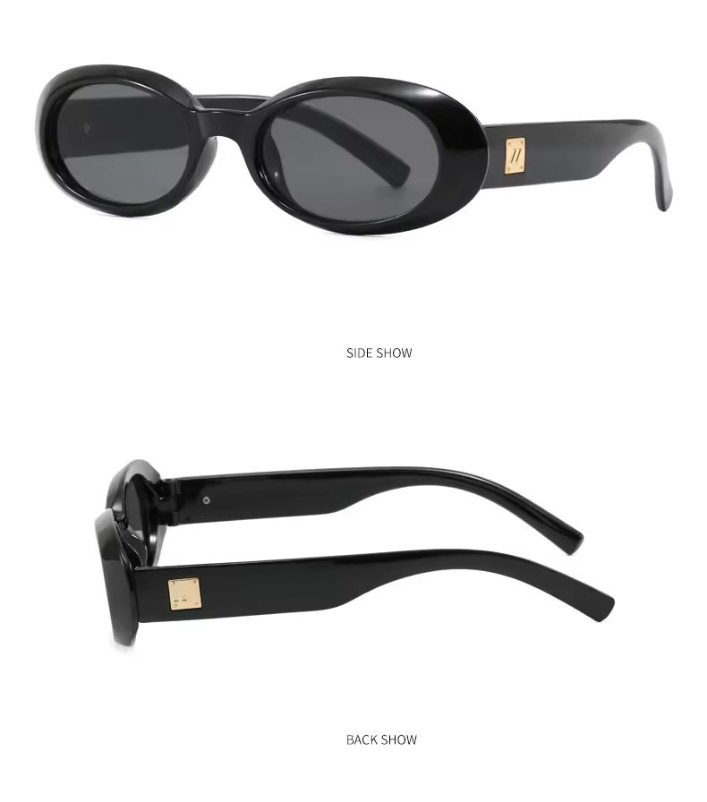 Oval 60s Sunglasses Black