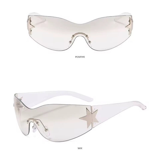 Y2K Clear Fade Star Sunglasses