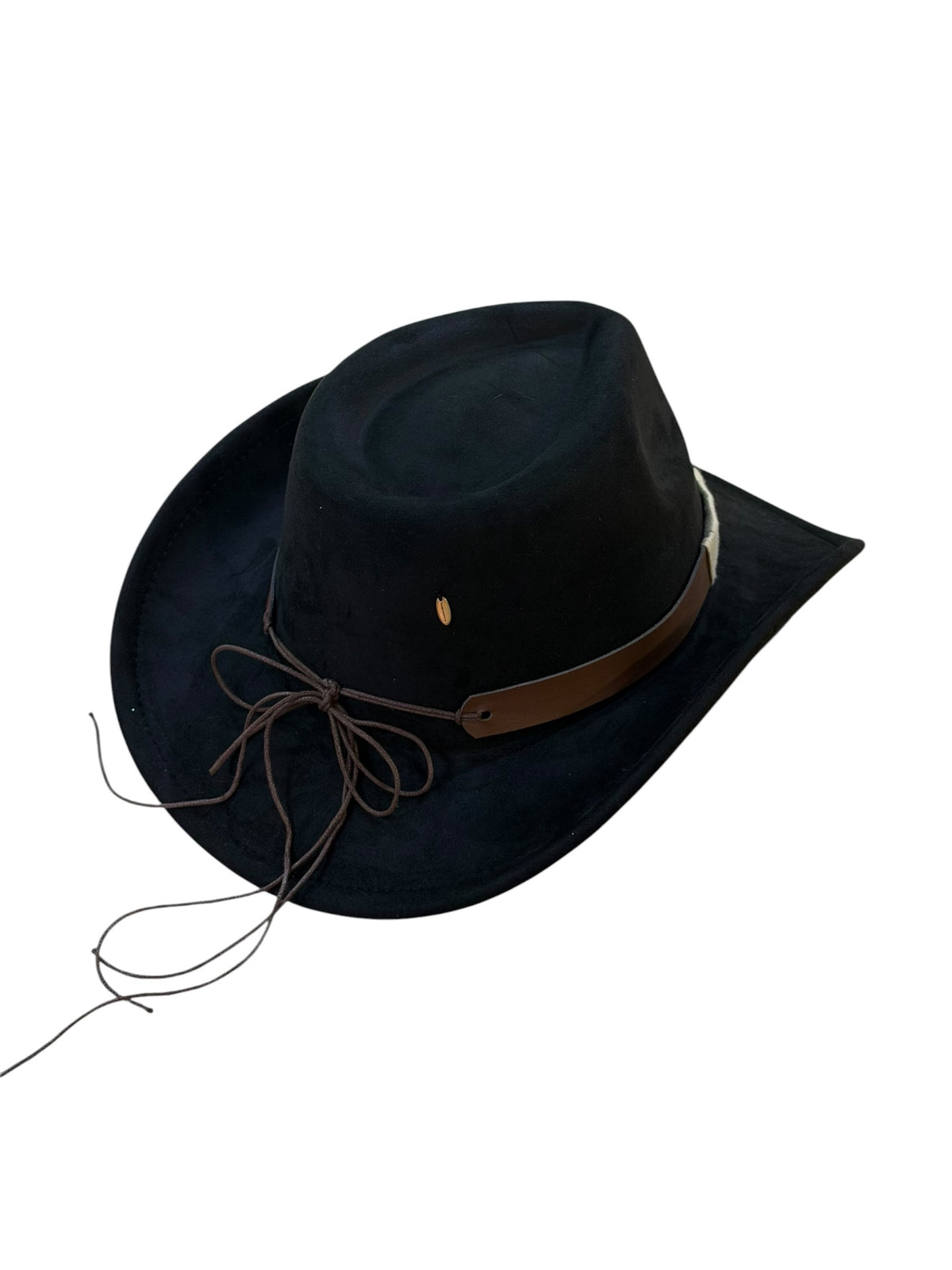 Black suede cowboy hat adjustable