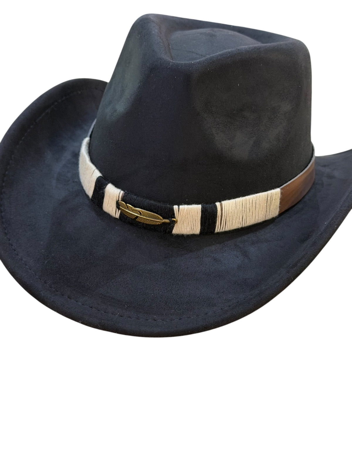 Black suede cowboy hat adjustable