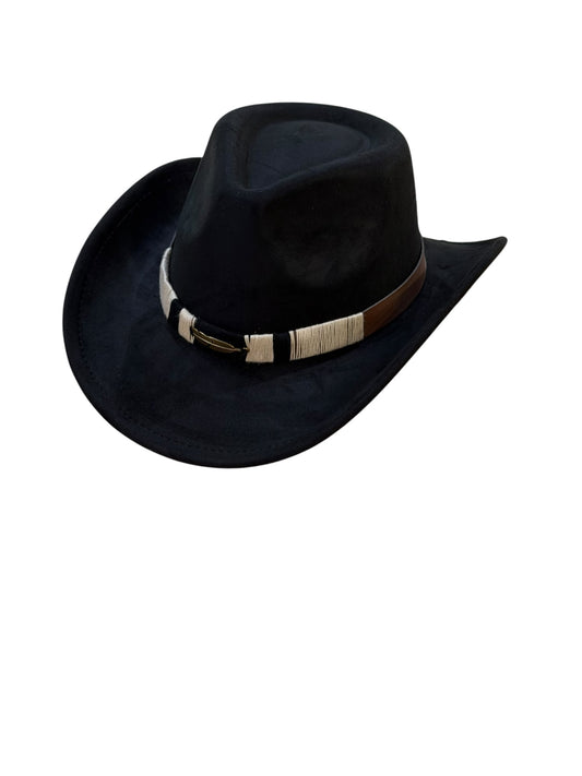 Black suede cowboy hat adjustable