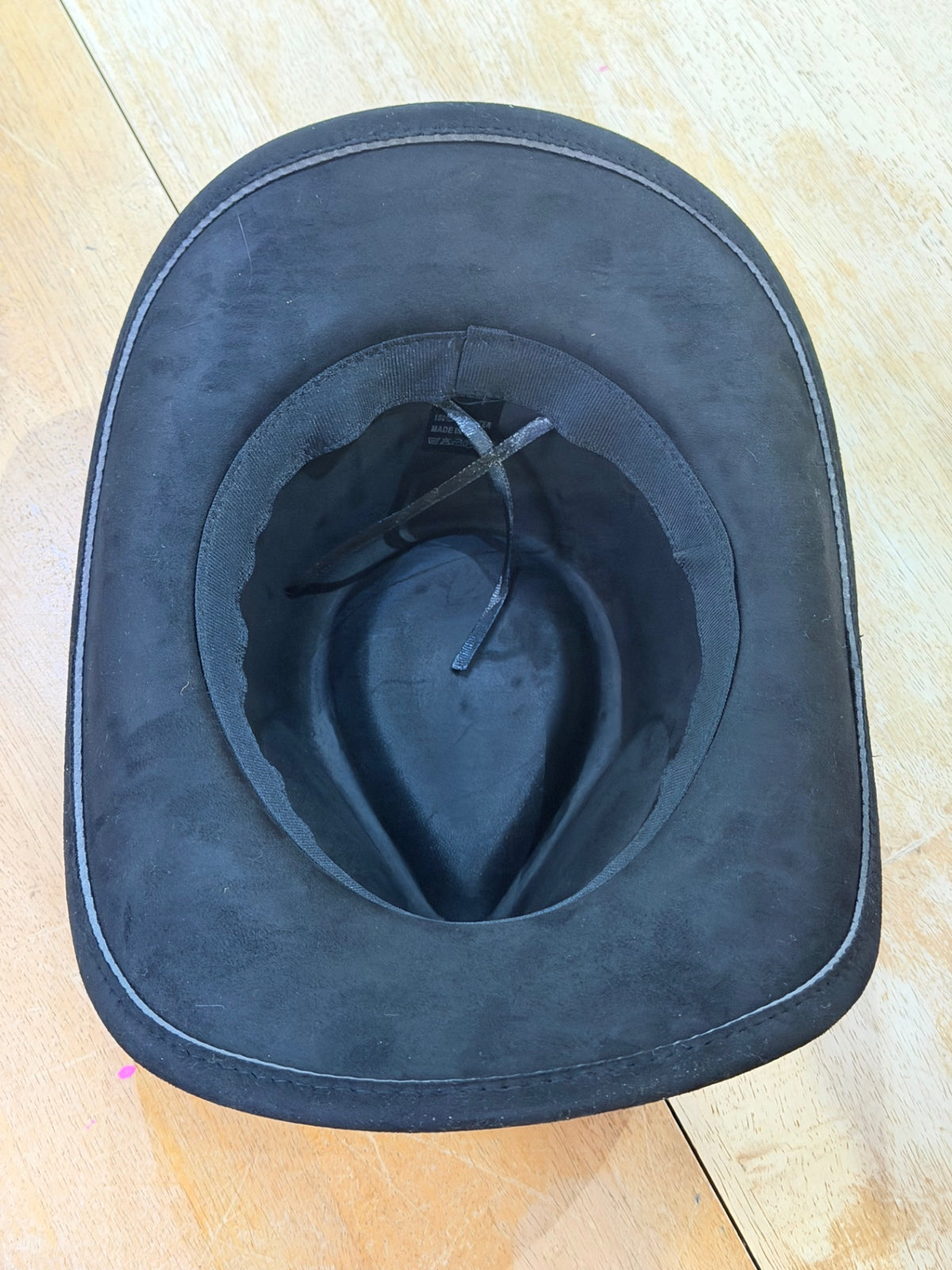 Black suede cowboy hat adjustable