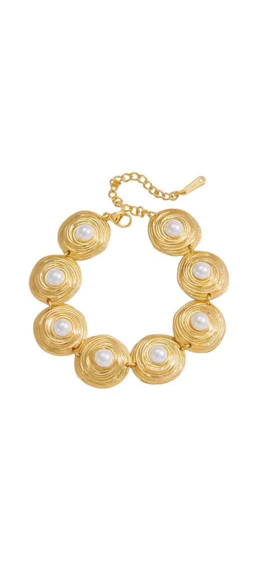 Roman Chunky Gold Pearl Bracelet