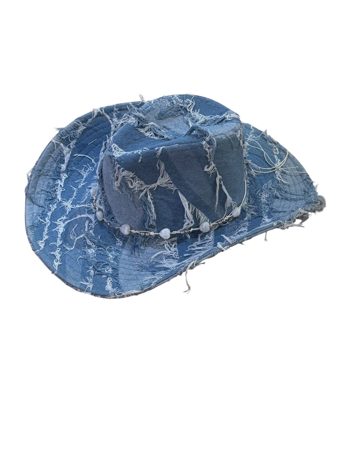 Blue Denim Hat with Heart bead details