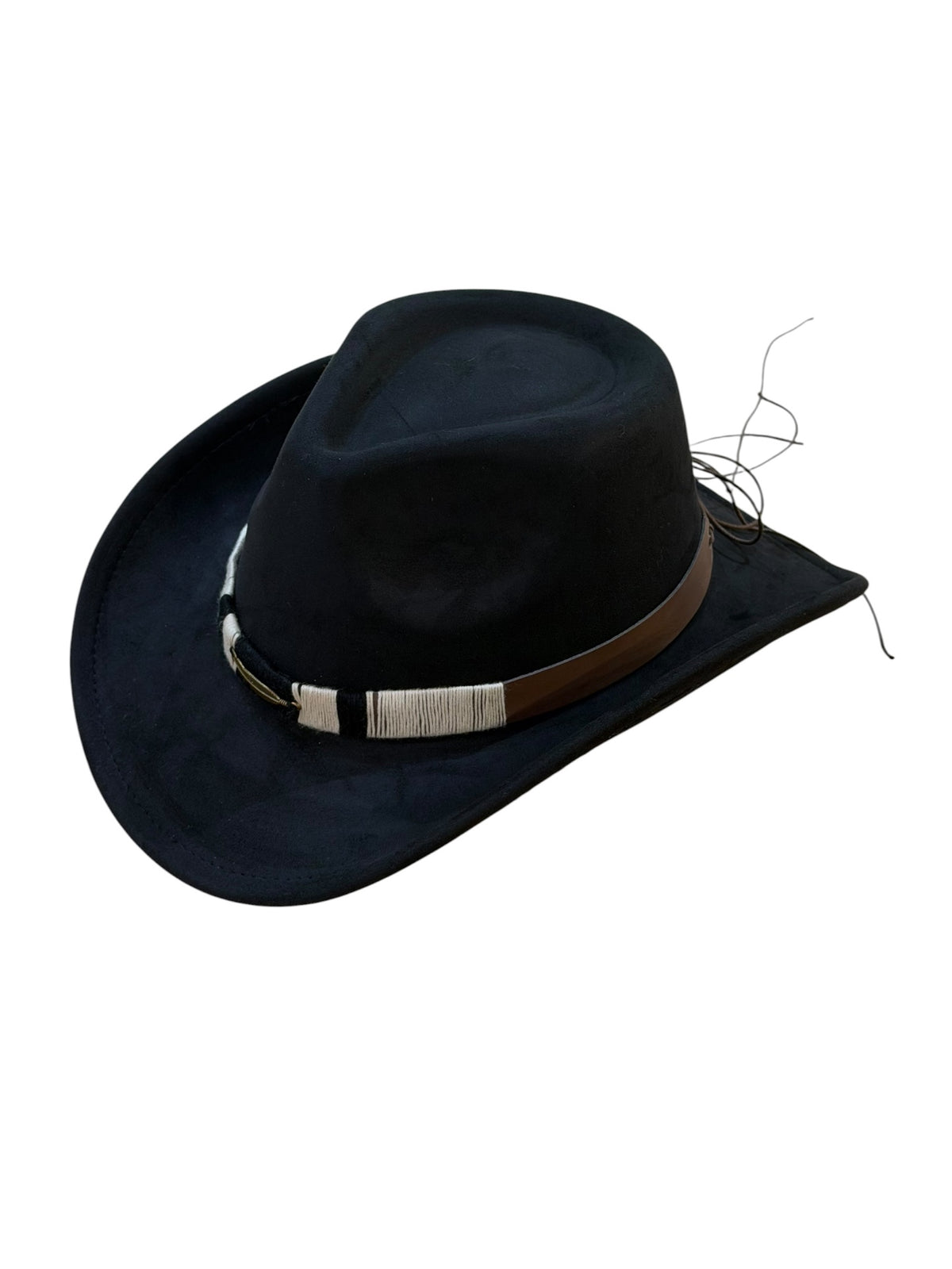Black suede cowboy hat adjustable