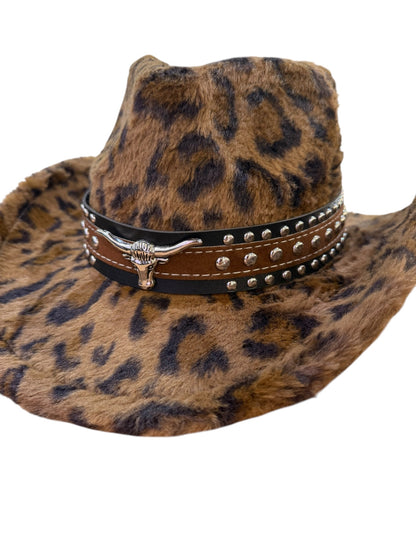 Bull Stud Fur  Leopard Print Cowboy Hat