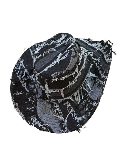 Silver Cross Black Denim Cowboy Hat