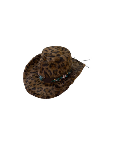 Flower Bull Fur Leopard Print Cowboy Hat 