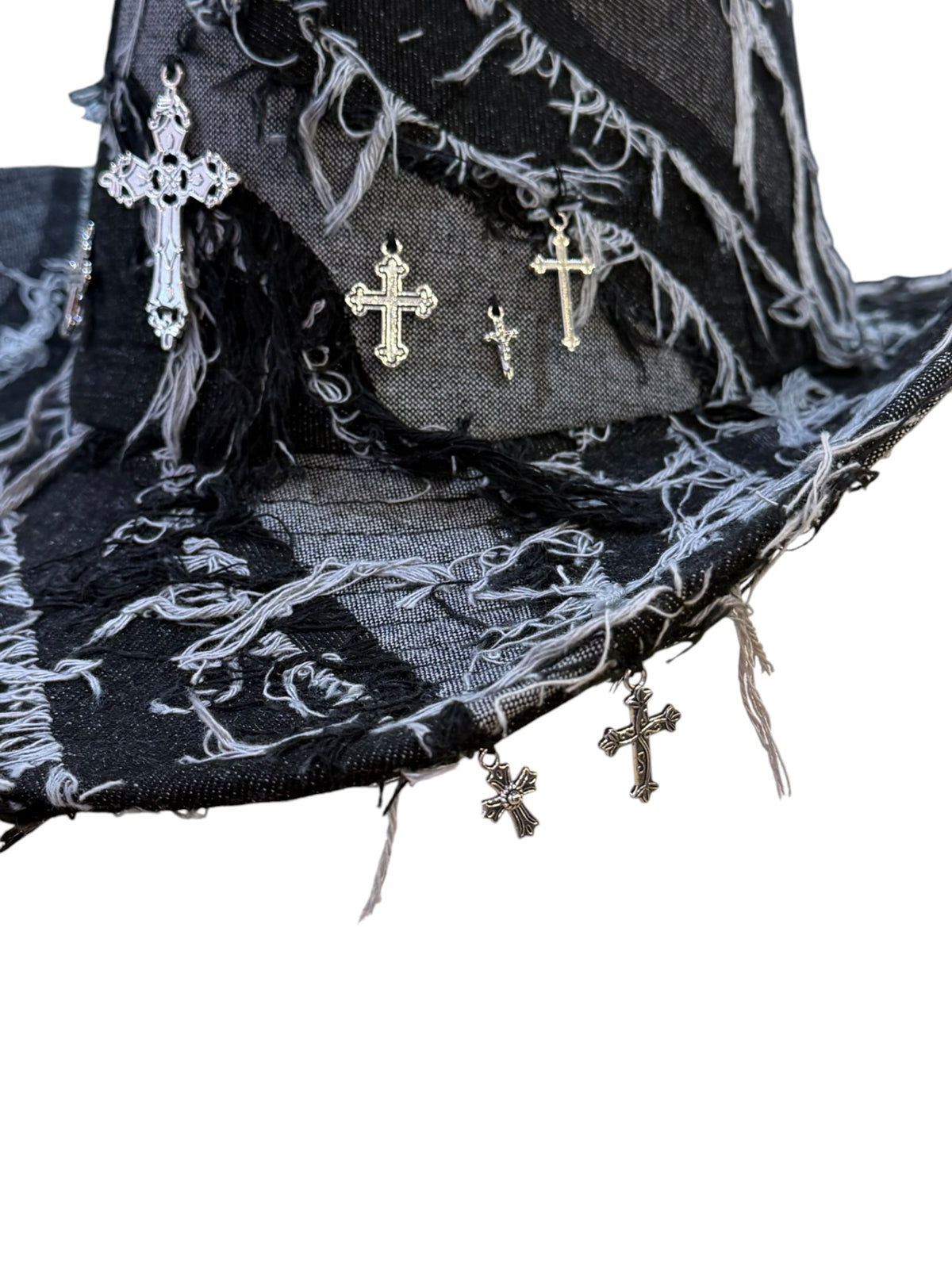 Silver Cross Black Denim Cowboy Hat