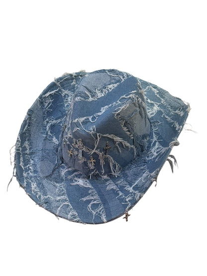 Cross Blue Denim Cowboy Hat