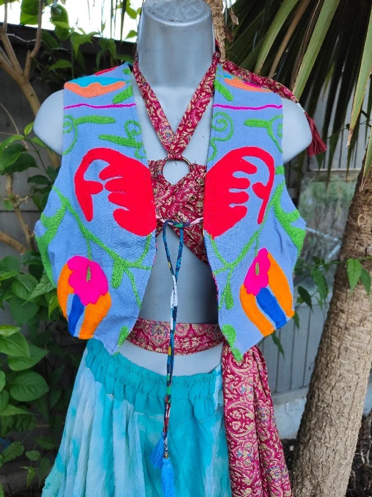 New York Embroidered Waistcoat Top Blue 6-12