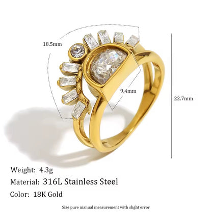 Gold Sunrise Ring Size 7