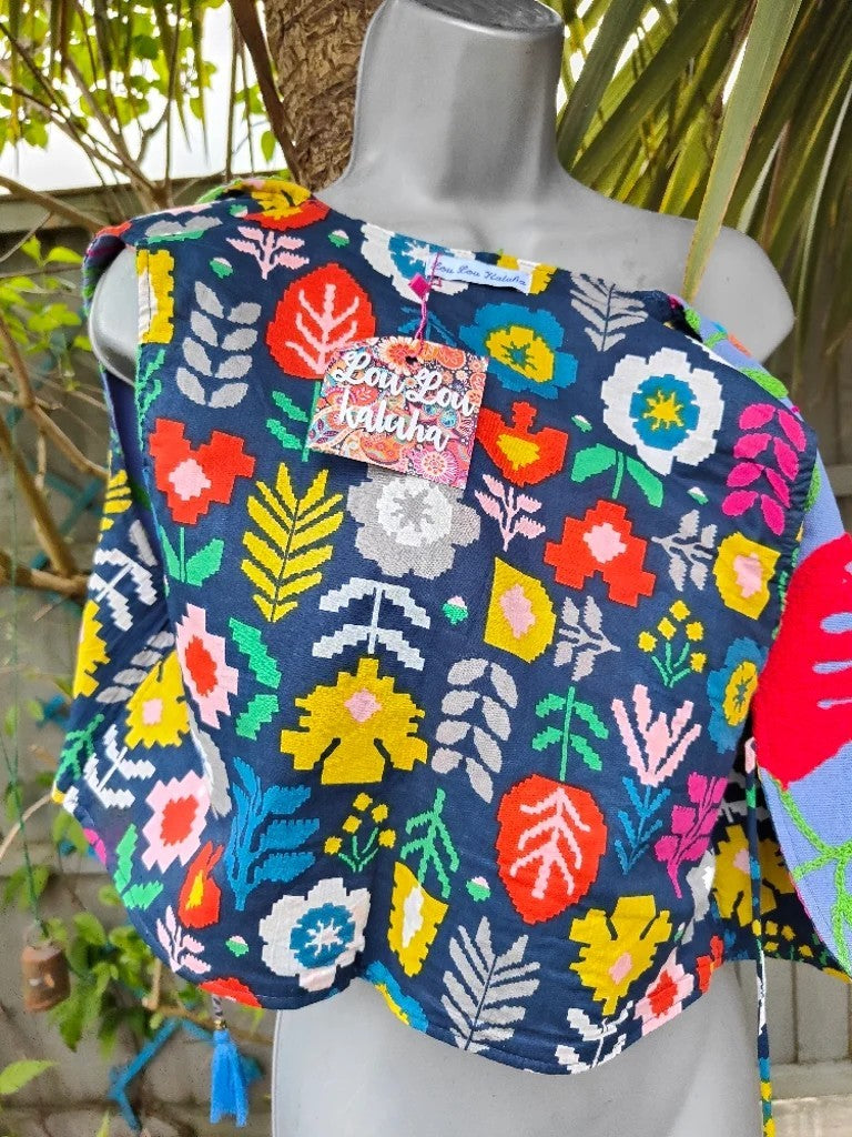 New York Embroidered Waistcoat Top Blue 6-12