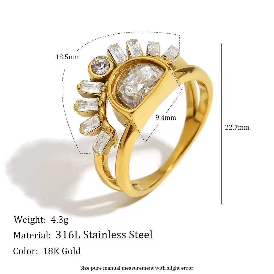 Gold Sunrise Ring Size 8