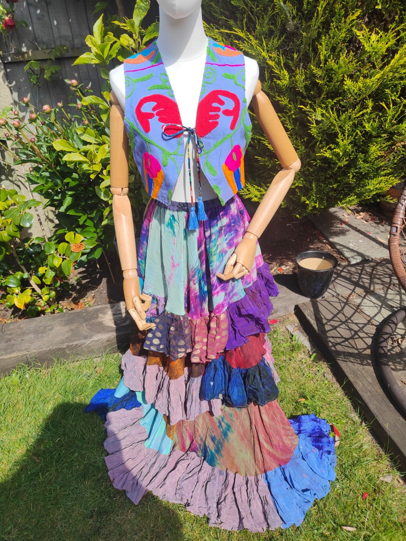 Wanderlust maxi skirt - tiered tie dye - Rainbow