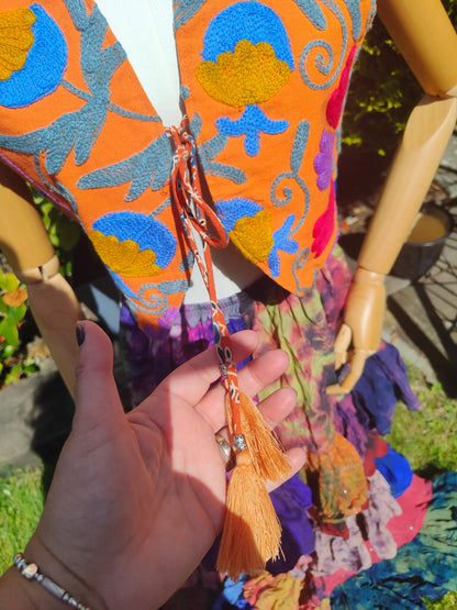 New York Embroidered Waistcoat Top Orange 6-12