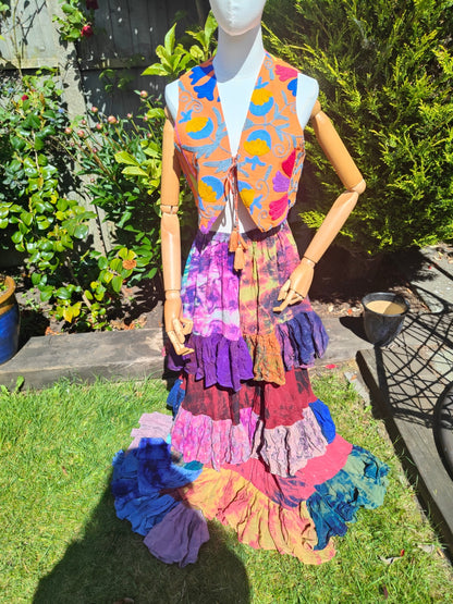 Wanderlust maxi skirt - tiered tie dye - Rainbow