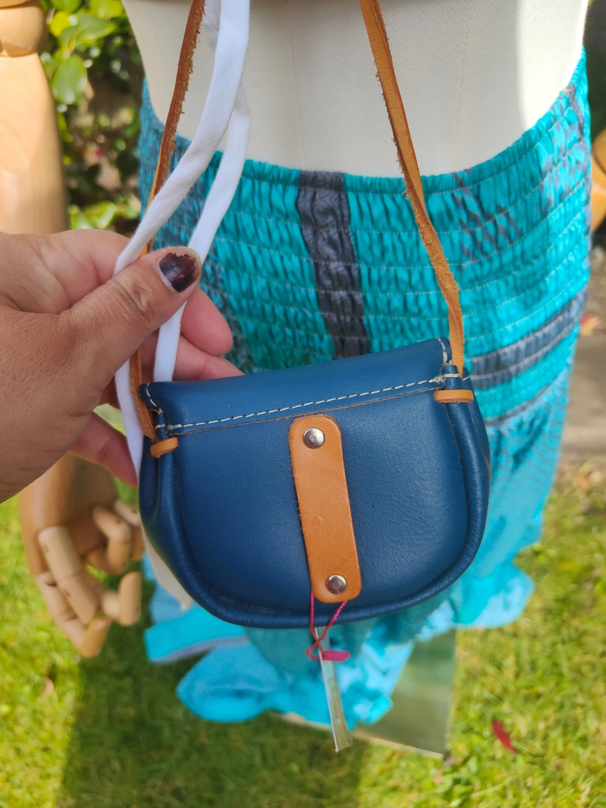 Mini satchel leather bag/necklace/ wear on waist