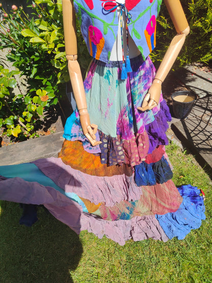 Wanderlust maxi skirt - tiered tie dye - Rainbow