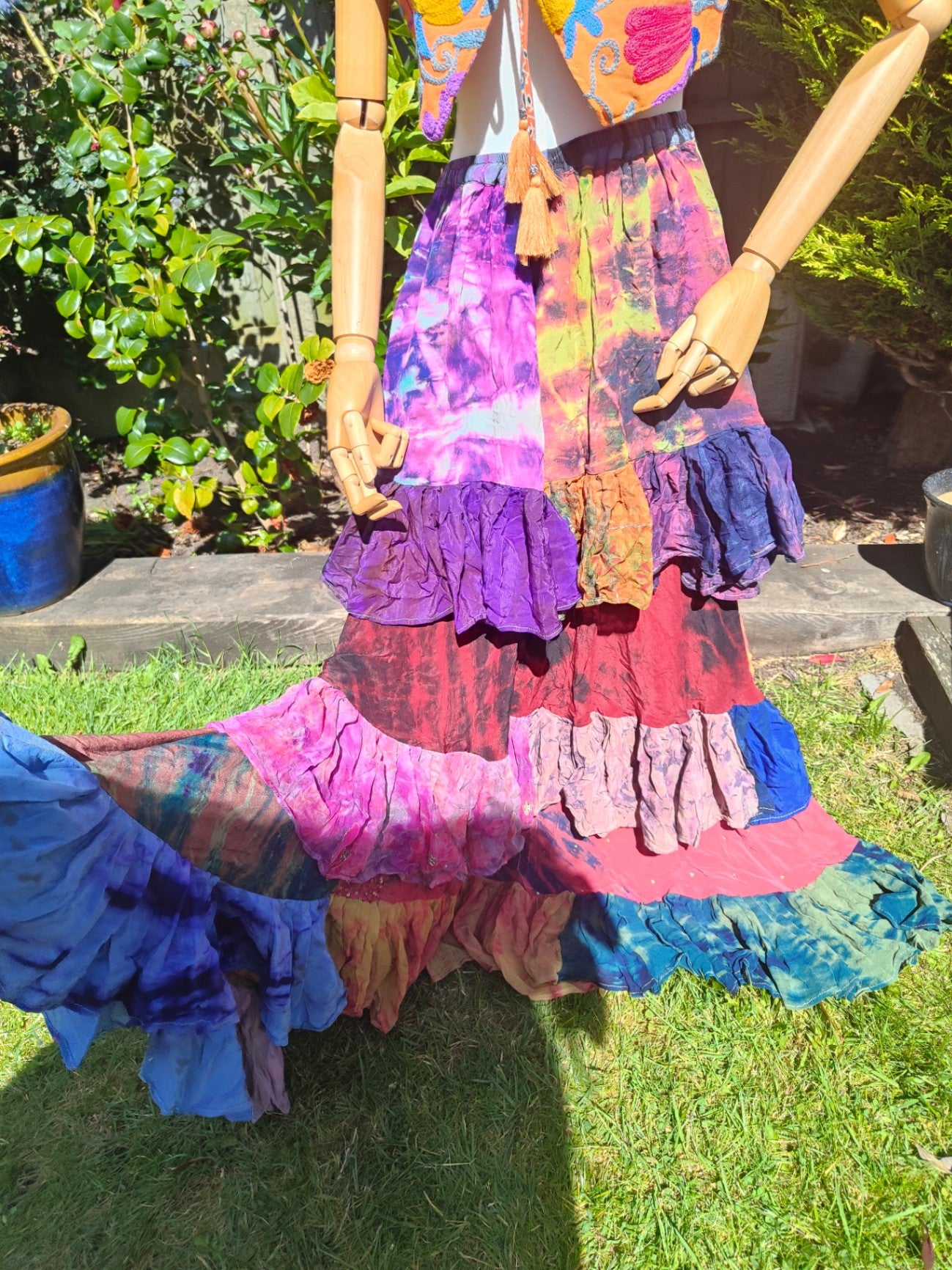 Wanderlust maxi skirt - tiered tie dye - Rainbow