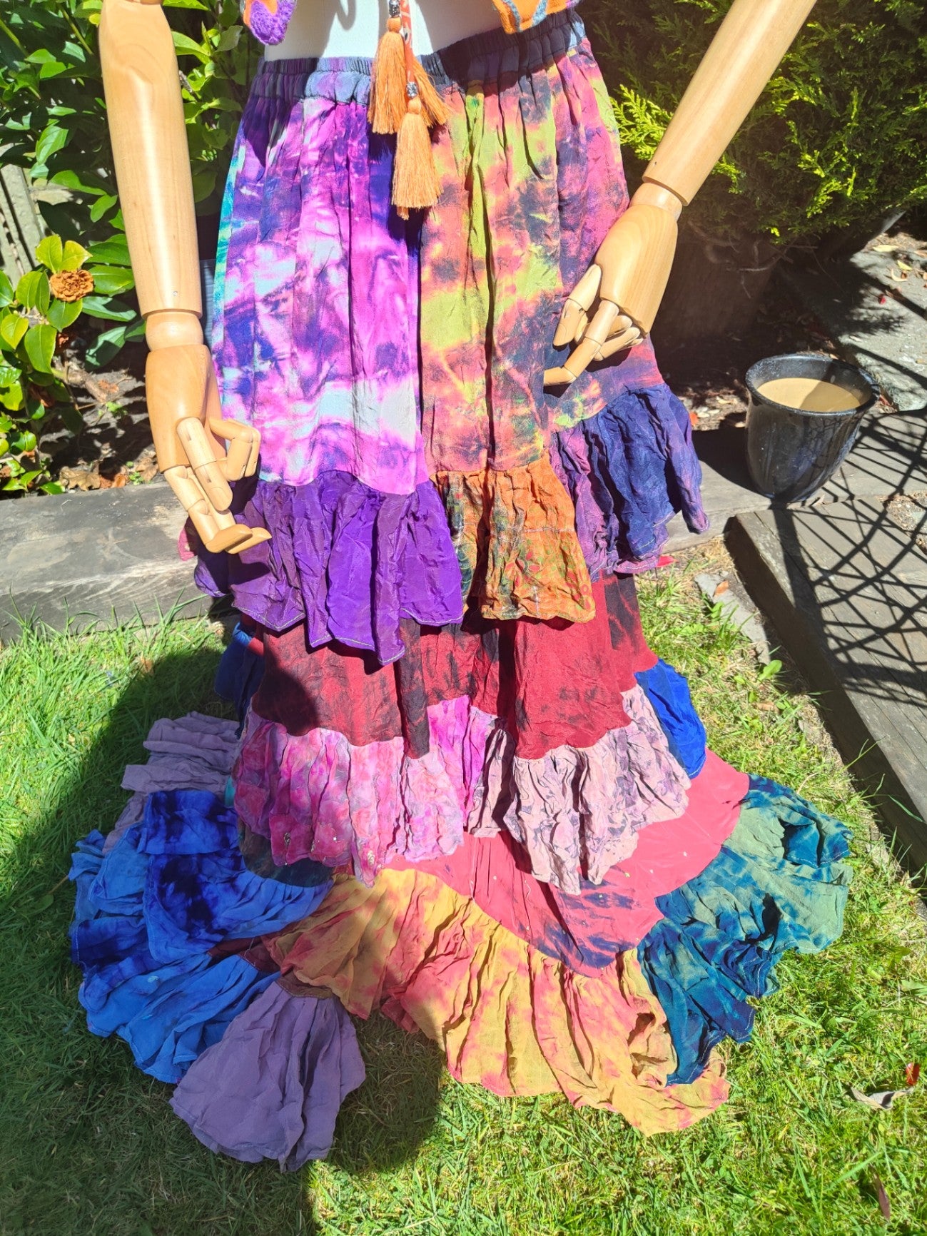 Wanderlust maxi skirt - tiered tie dye - Rainbow