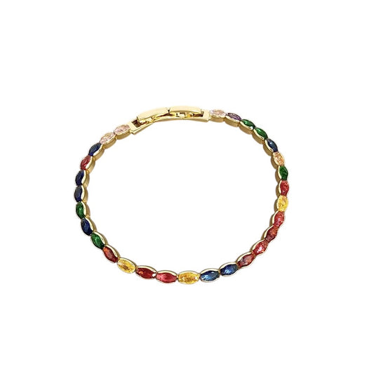 Gold Rainbow CZ Crystal Bracelet